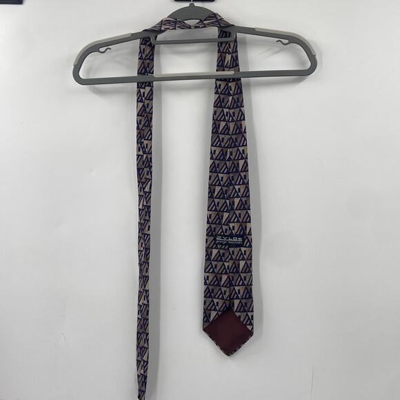 Vintage 90s Zyloe George machado geometric 100% Italian Silk tie - Picture 5 of 5